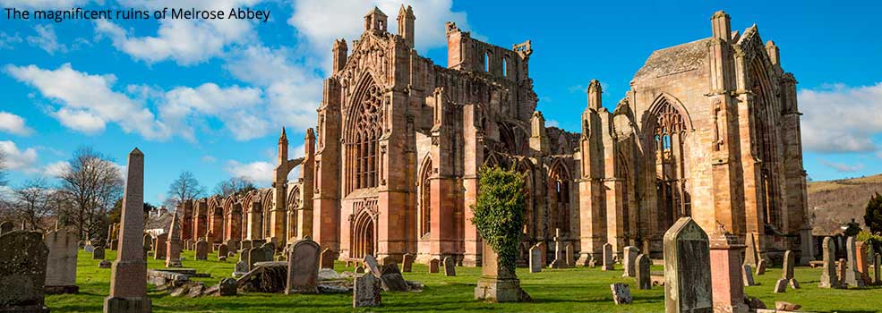 The magnificent ruins of Melrose Abbey