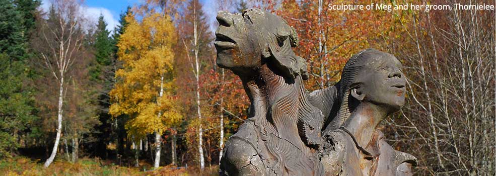 Sculpture of Meg and her groom, Thornielee