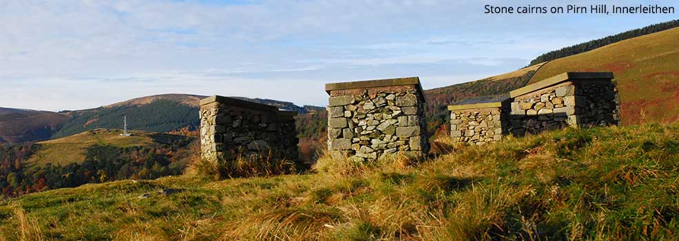 Stone cairns on Pirn Hill, Innerleithen