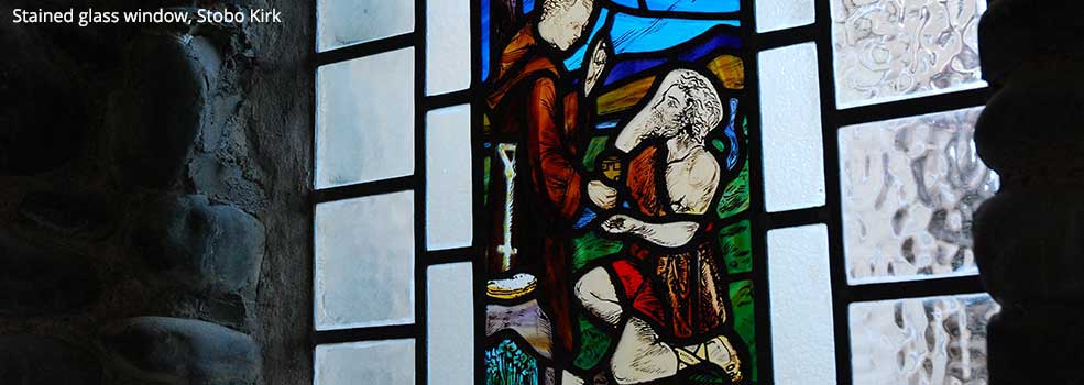 Stained glass window, Stobo Kirk