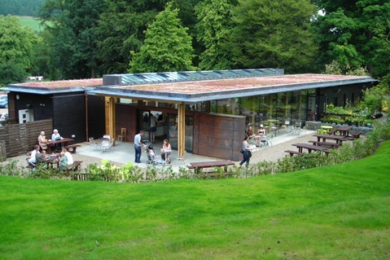 The cafe and visitor centre at Dawyck Botanic Garden The cafe and visitor centre at Dawyck Botanic Garden