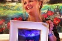 Moy Mackay with an example of her work Moy Mackay with an example of her work